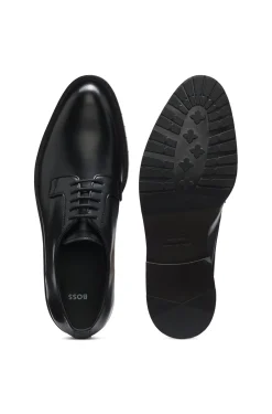 Derbys aus Brush-off-Leder mit Logo-Prägung