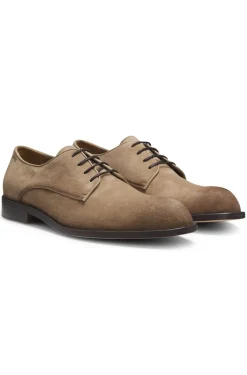 Derbys aus softem Veloursleder