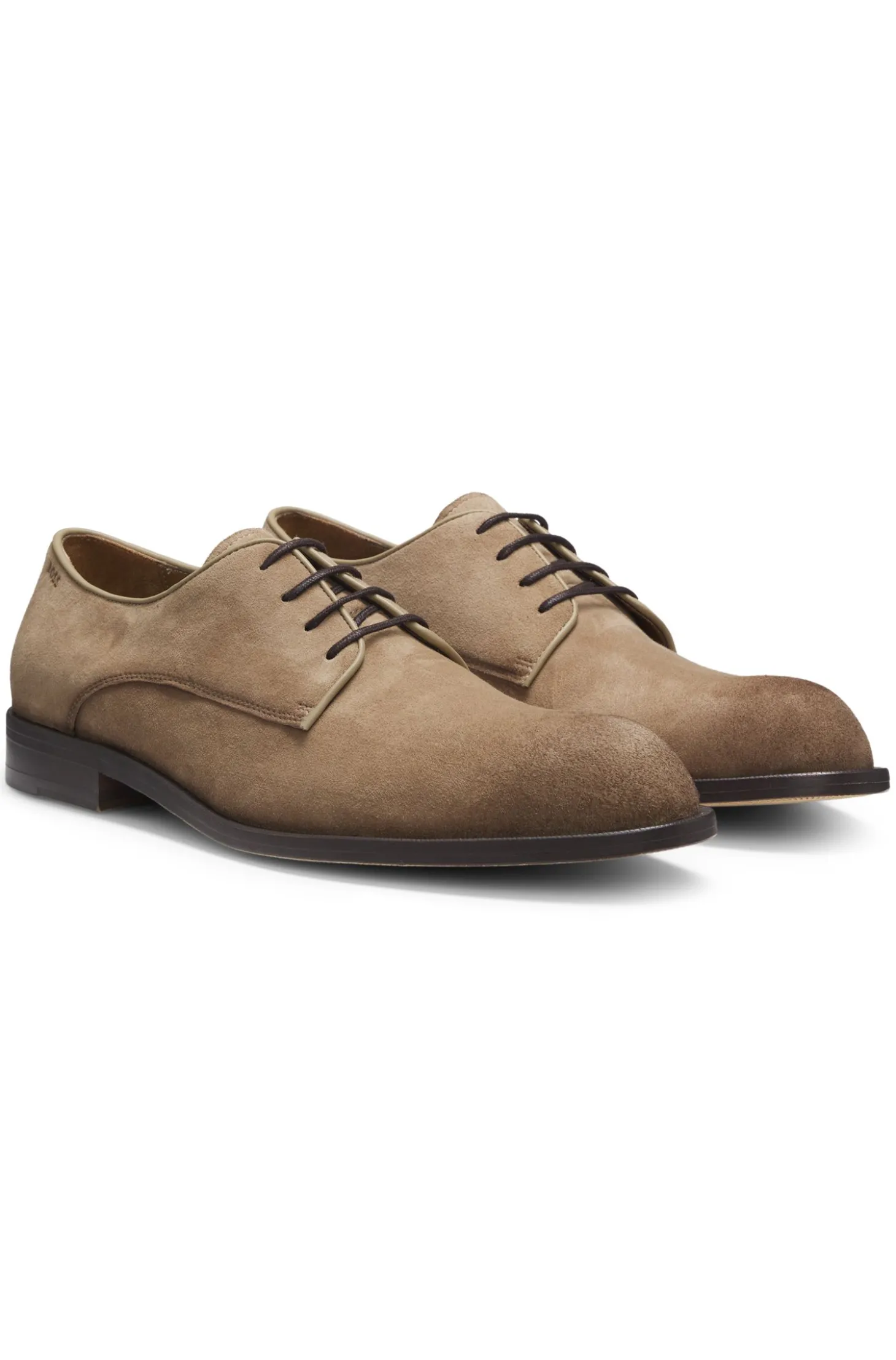 Derbys aus softem Veloursleder