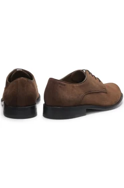 Derbys aus softem Veloursleder
