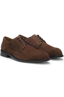 Derbys aus softem Veloursleder