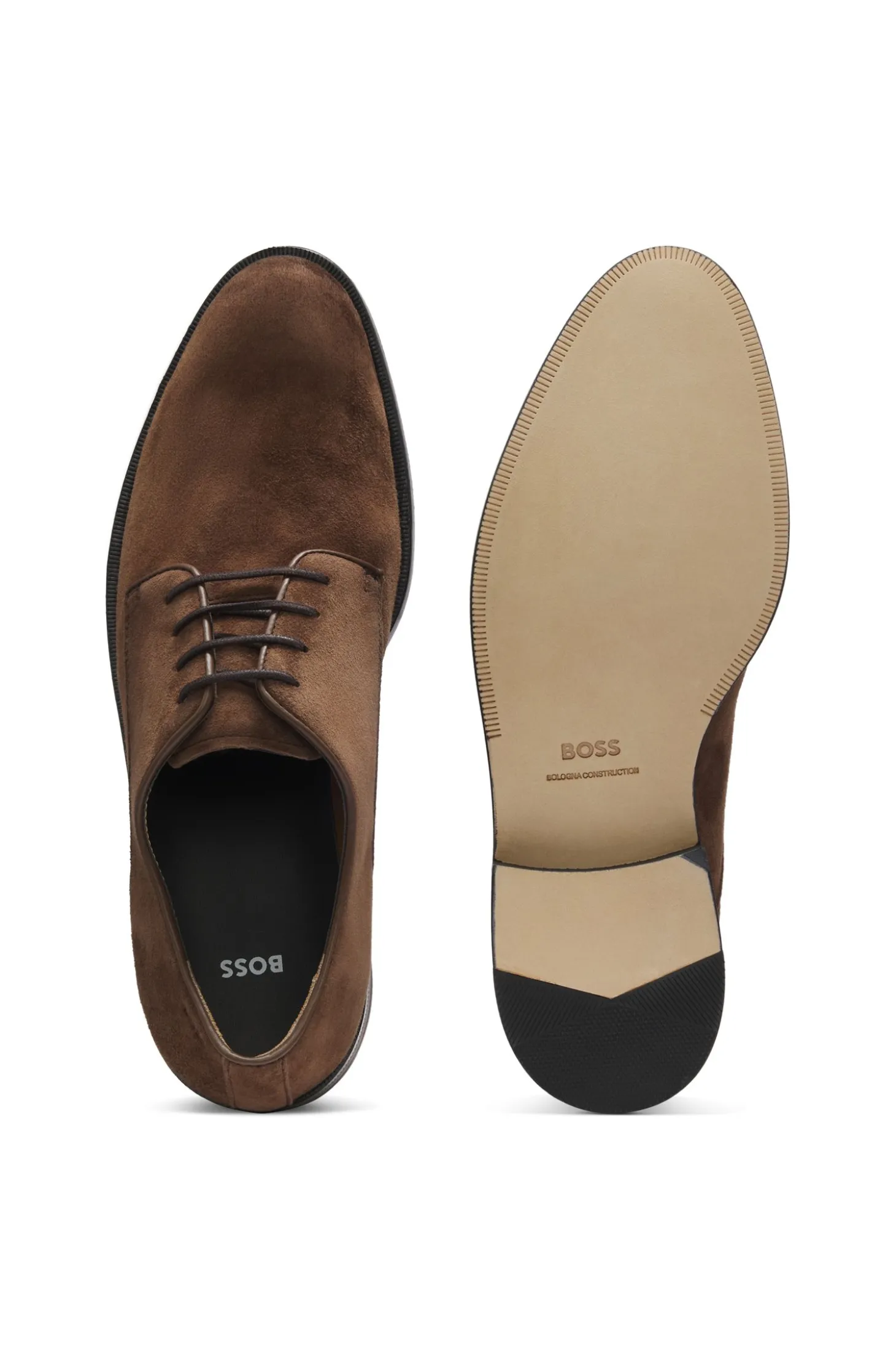 Derbys aus softem Veloursleder
