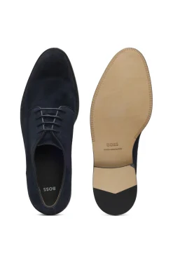 Derbys aus softem Veloursleder