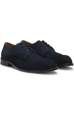 Derbys aus softem Veloursleder