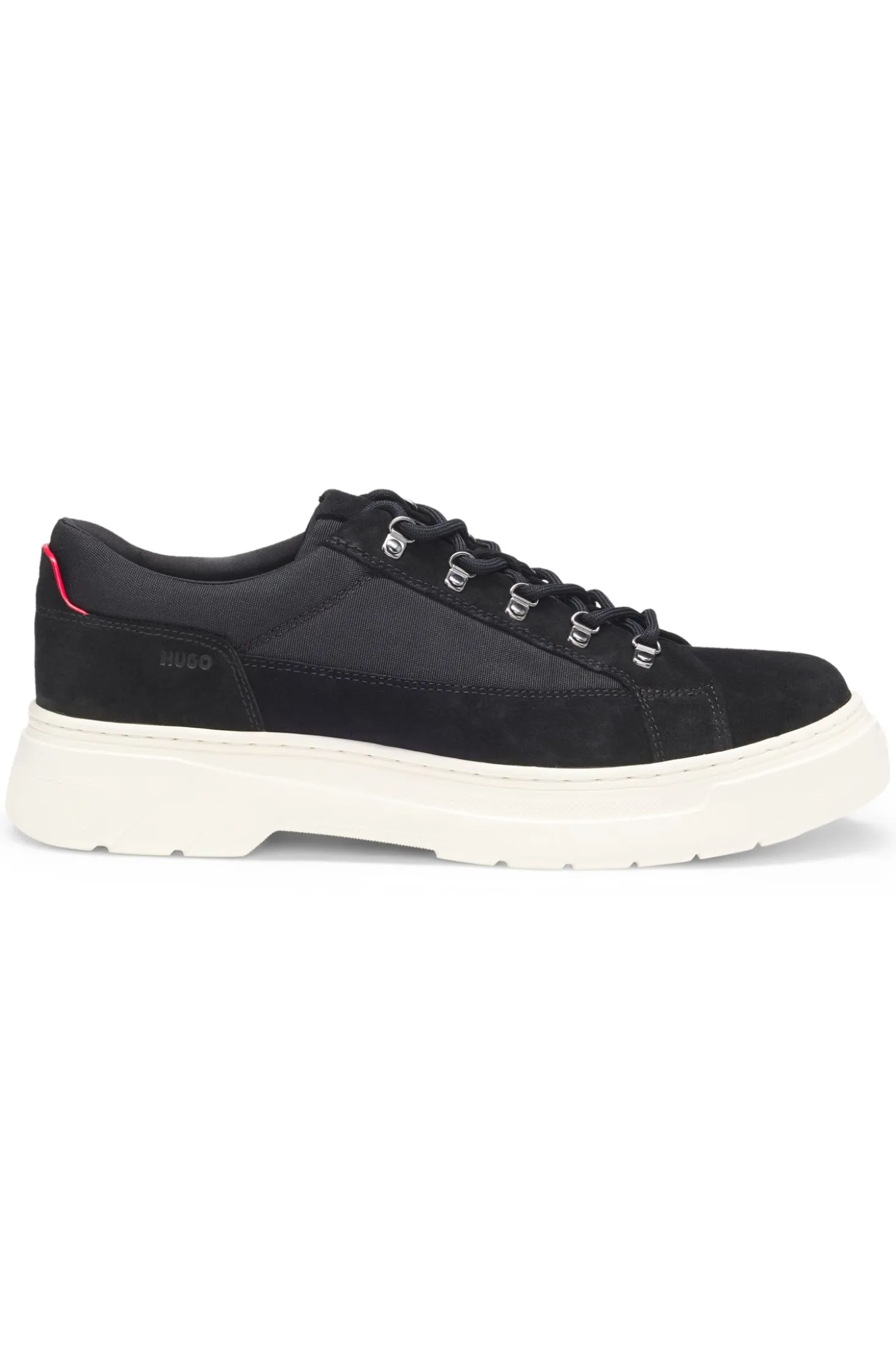 Derbys aus Veloursleder mit Canvas-Details