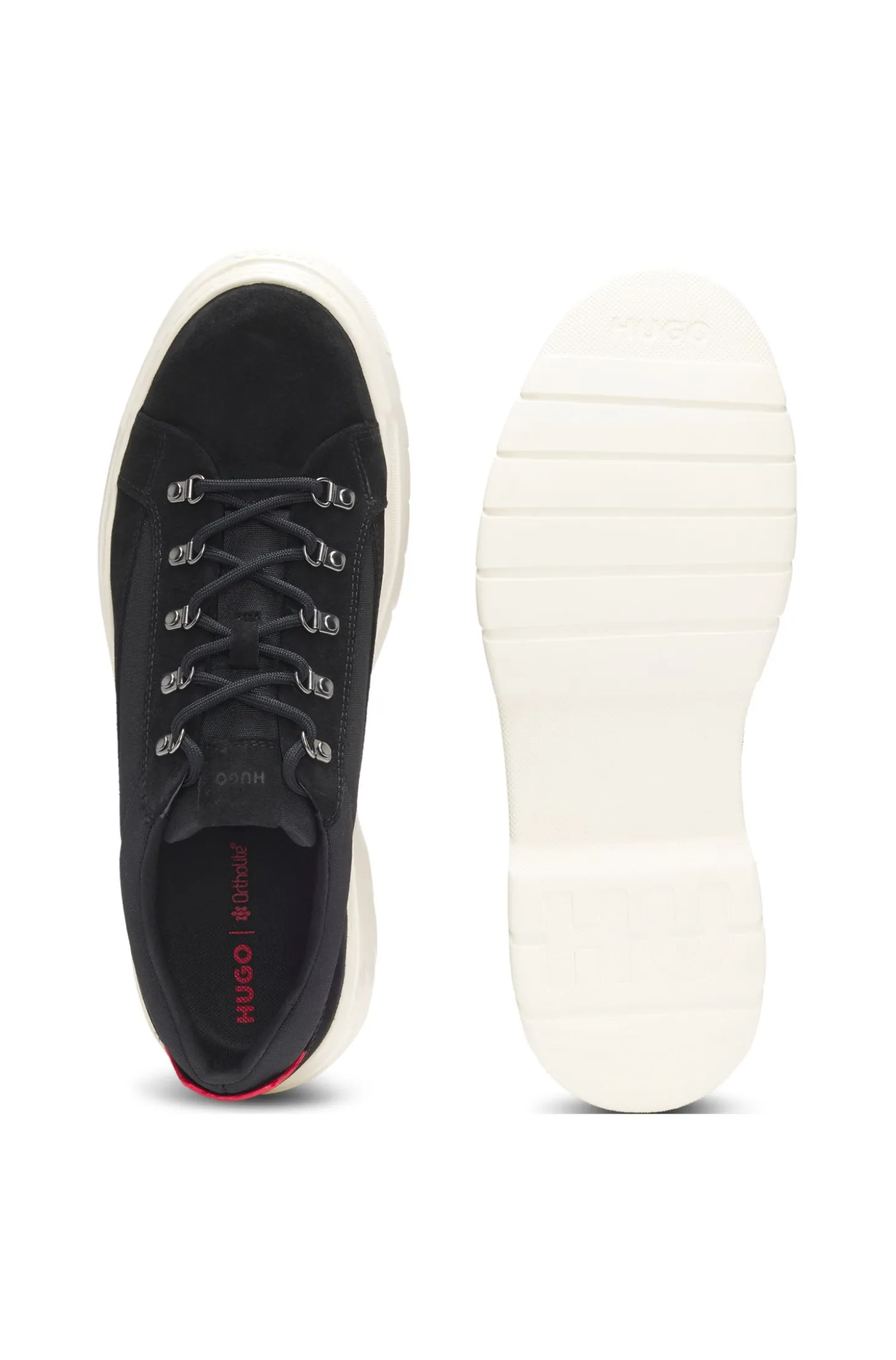 Derbys aus Veloursleder mit Canvas-Details