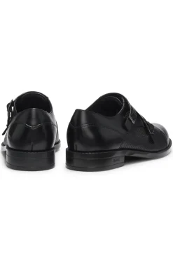 Doppelte Monkstraps aus Leder mit perforiertem Detail