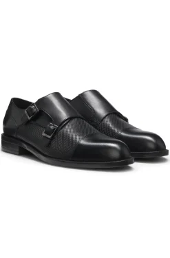 Doppelte Monkstraps aus Leder mit perforiertem Detail