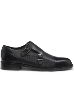 Doppelte Monkstraps aus Leder mit perforiertem Detail