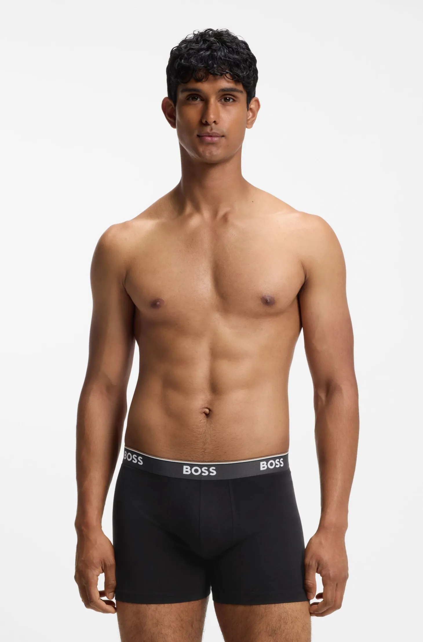 Dreierpack eng anliegende Boxershorts aus Stretch-Baumwolle mit Logo-Bund