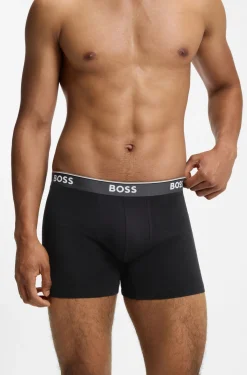Dreierpack eng anliegende Boxershorts aus Stretch-Baumwolle mit Logo-Bund