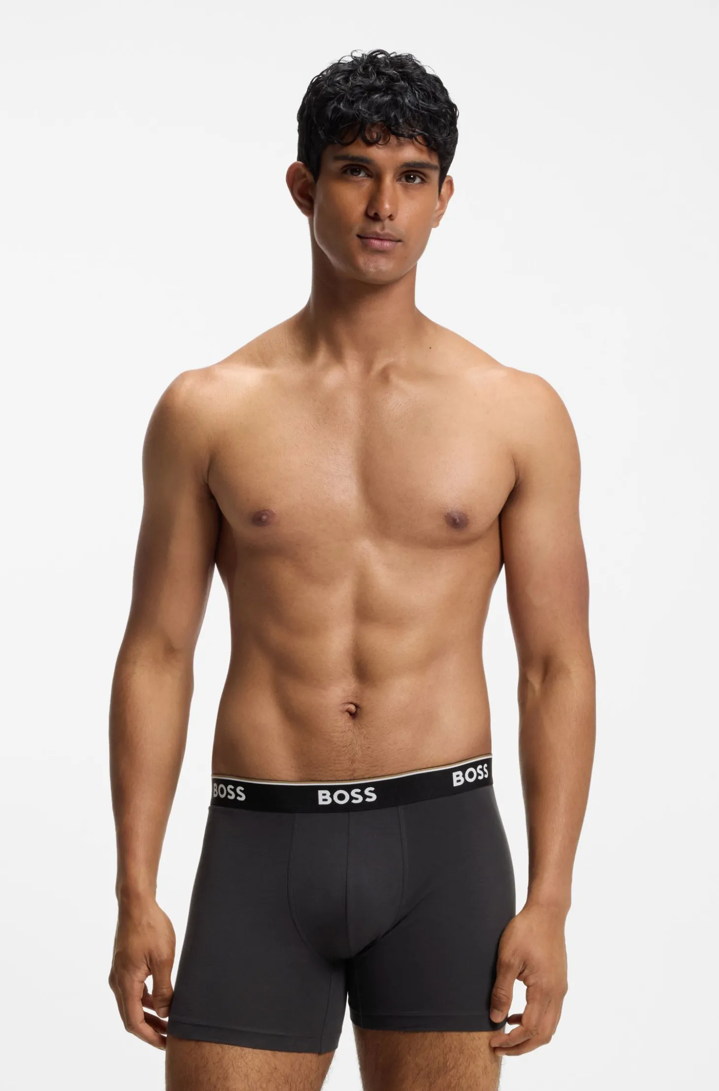 Dreierpack eng anliegende Boxershorts aus Stretch-Baumwolle mit Logo-Bund