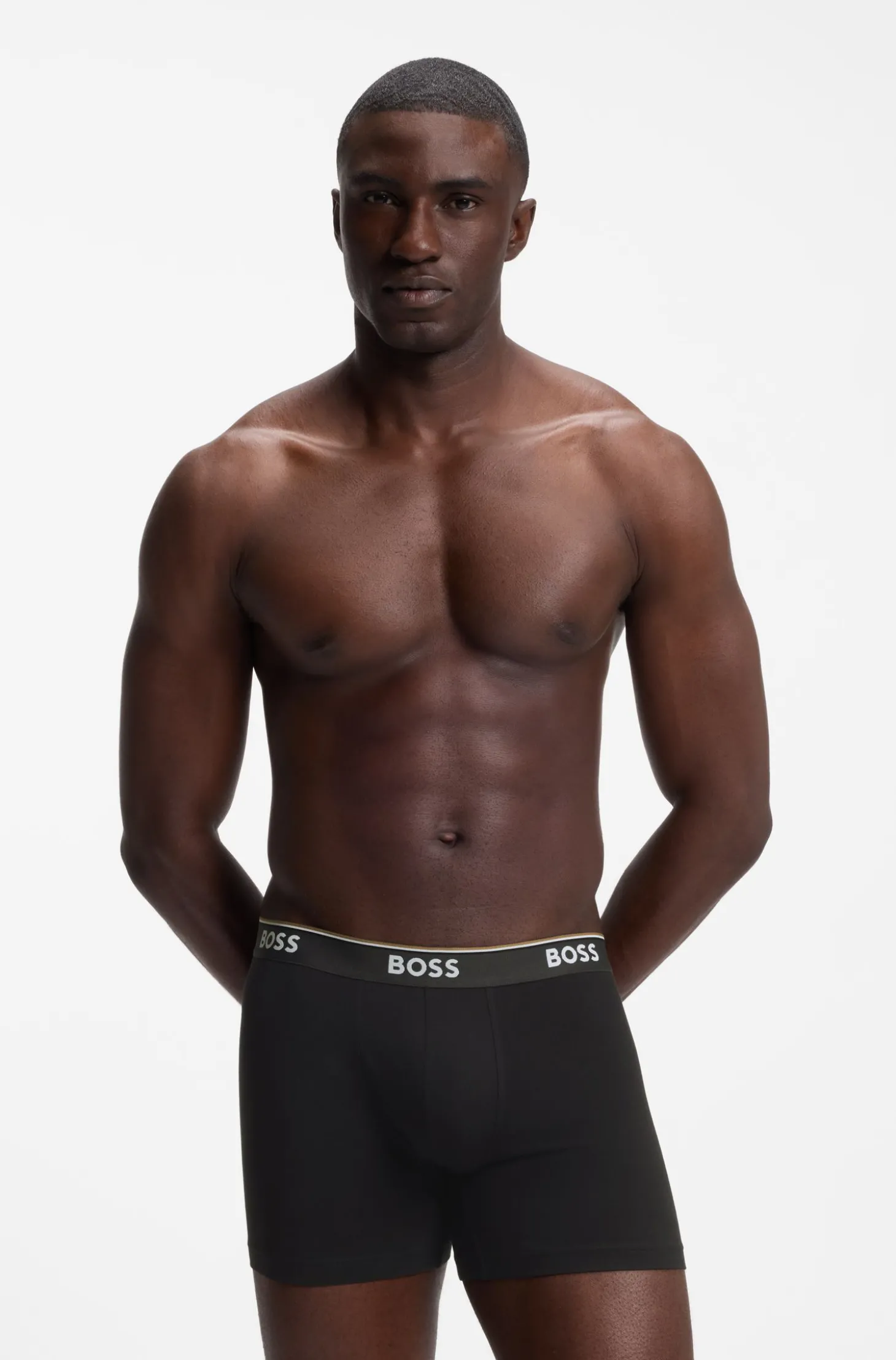 Dreierpack eng anliegende Boxershorts aus Stretch-Baumwolle mit Logo-Bund