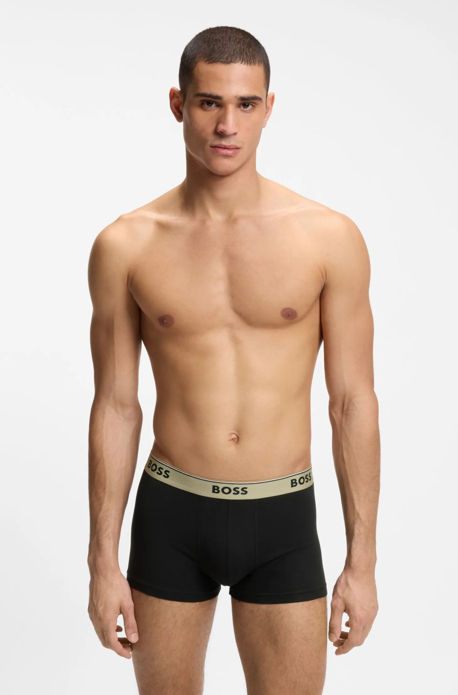 Dreierpack eng anliegende Boxershorts mit kurzem Bein aus Baumwolle mit Logo-Bund