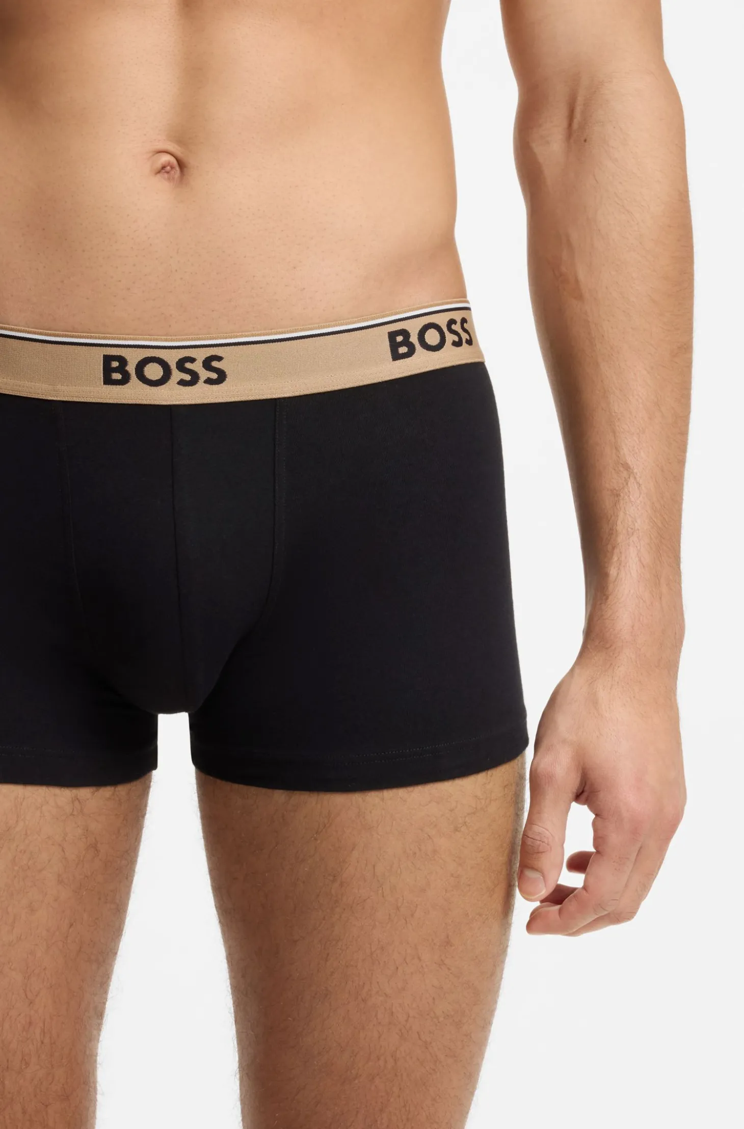 Dreierpack eng anliegende Boxershorts mit kurzem Bein aus Baumwolle mit Logo-Bund