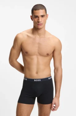 Dreierpack eng anliegende Boxershorts aus Stretch-Baumwolle mit Logos am Bund