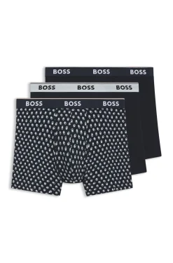 Dreierpack eng anliegende Boxershorts aus Stretch-Baumwolle mit Logos am Bund