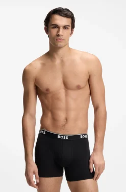 Dreierpack eng anliegende Boxershorts aus Stretch-Baumwolle mit Logo-Bund