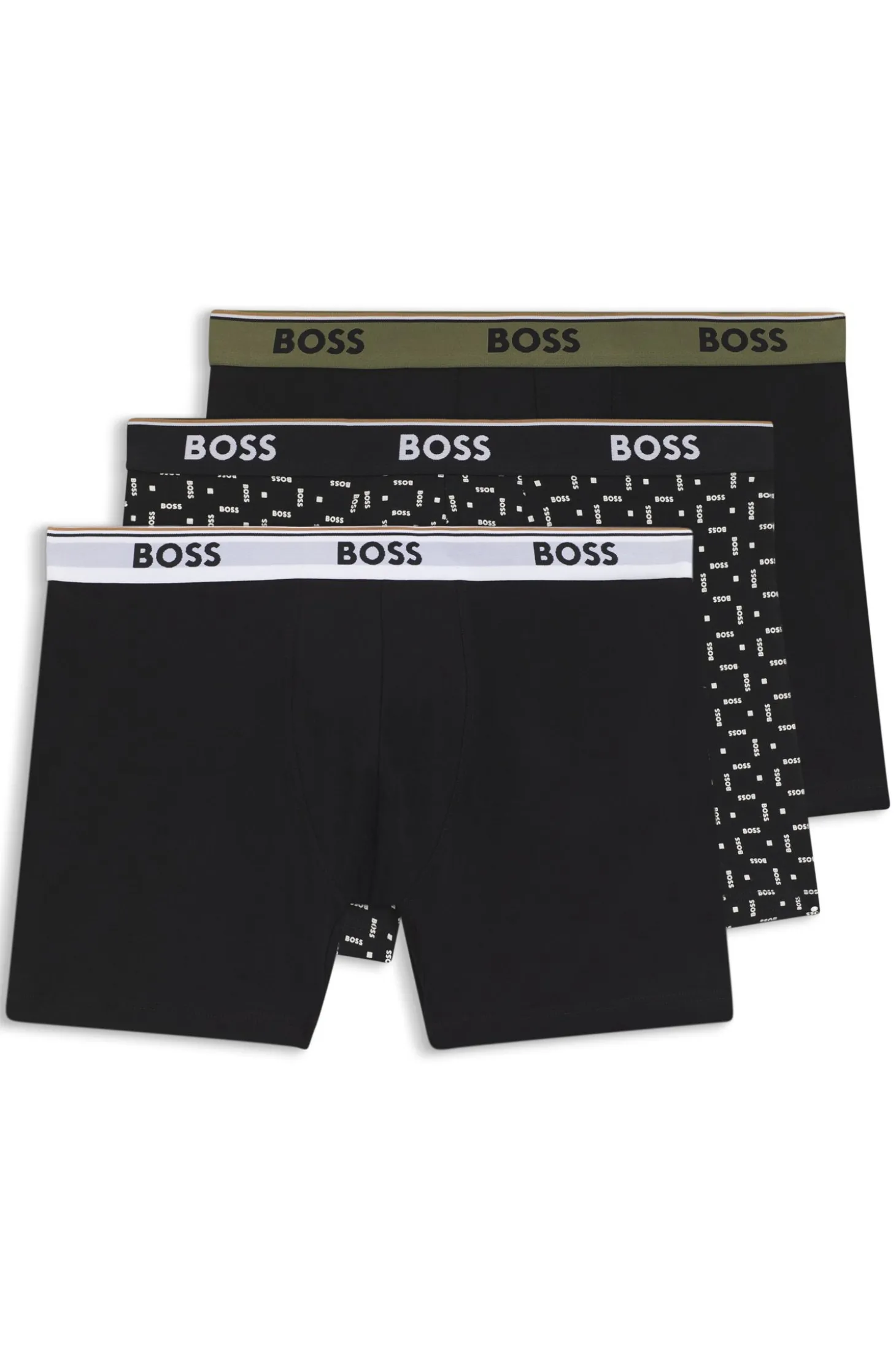 Dreierpack eng anliegende Boxershorts aus Stretch-Baumwolle mit Logos am Bund