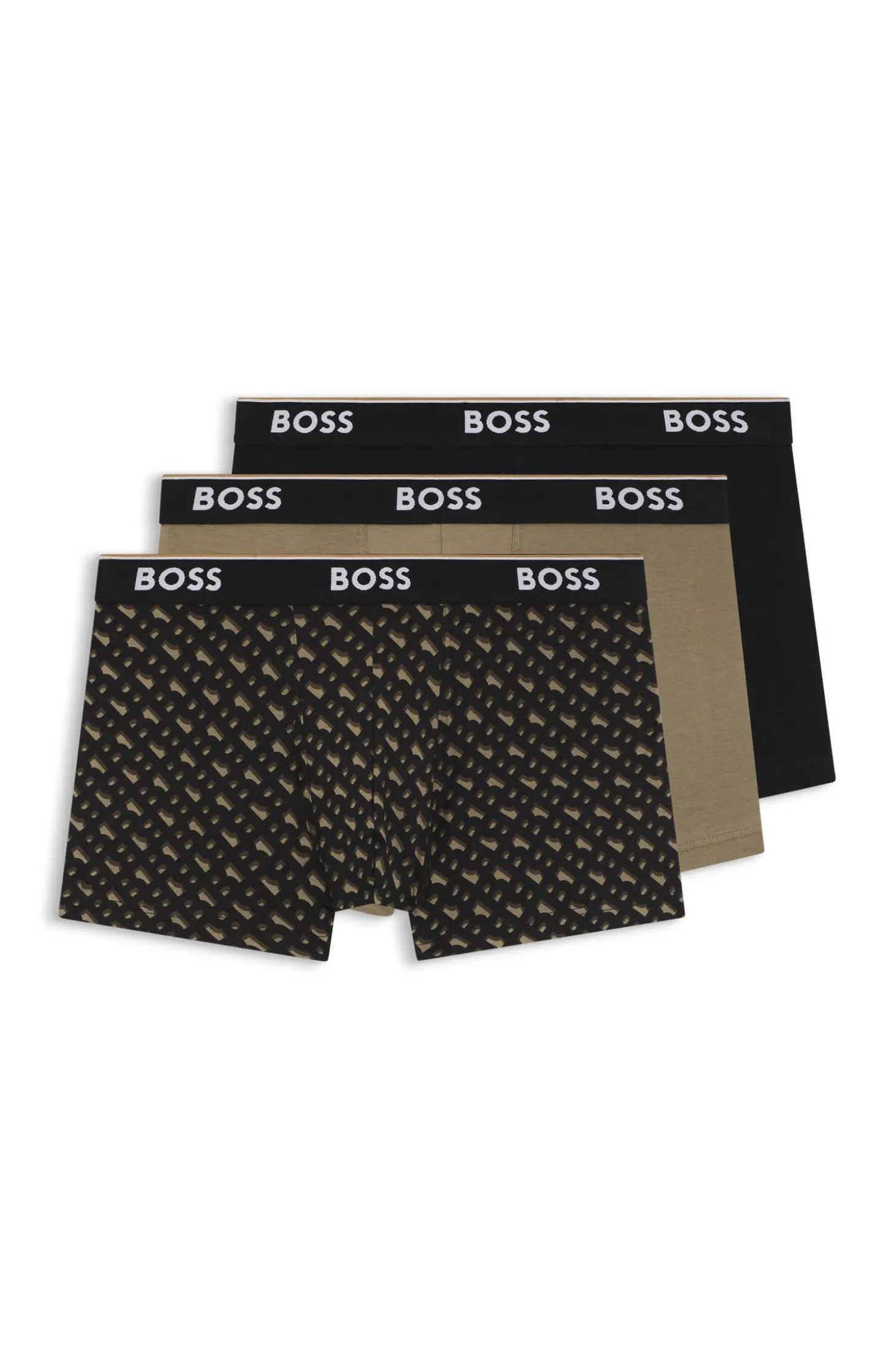 Dreierpack eng anliegende Boxershorts aus Stretch-Baumwolle mit kurzem Bein und Logo-Details