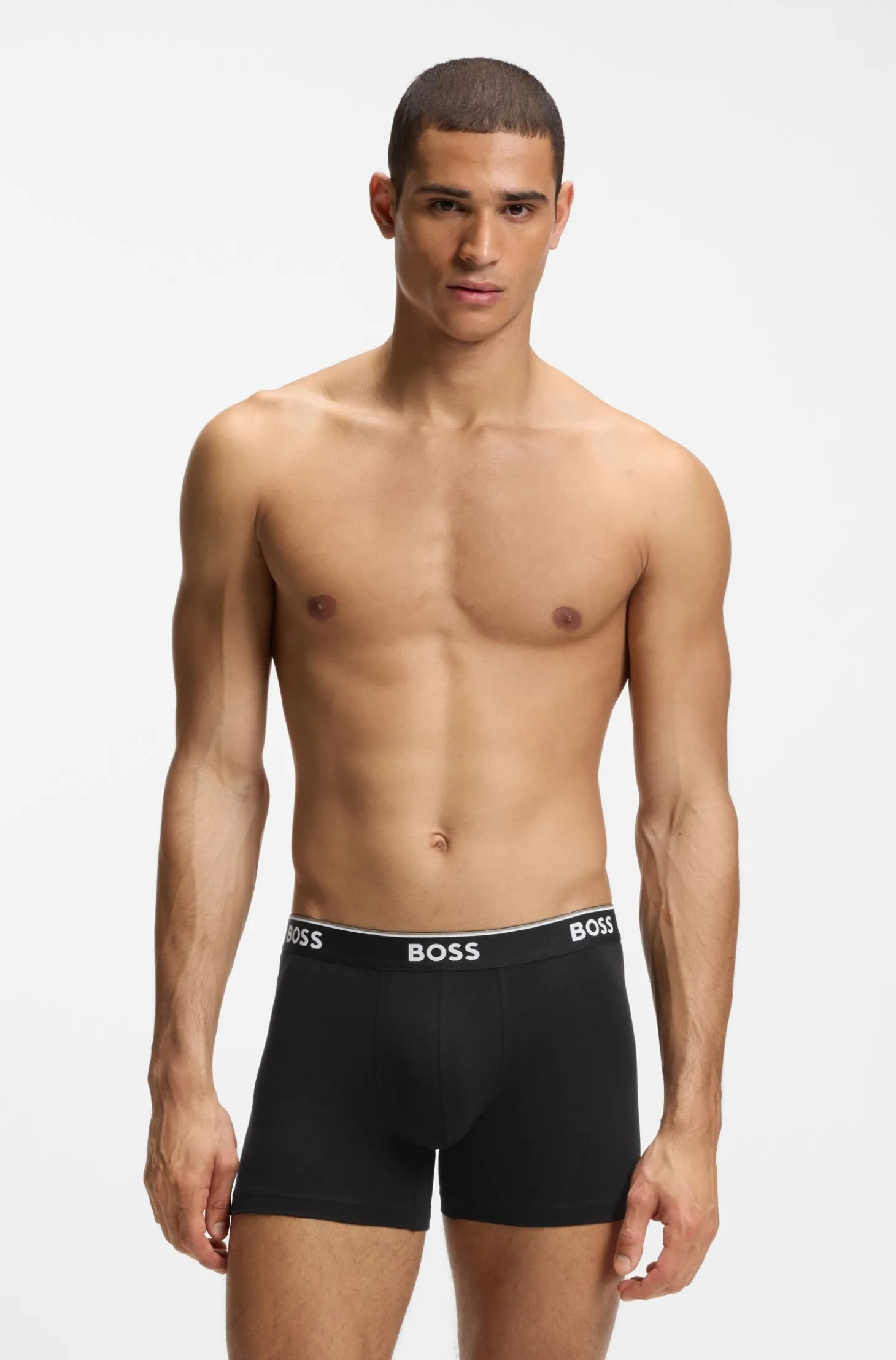 Dreierpack eng anliegende Boxershorts aus Stretch-Baumwolle mit Logo-Bund