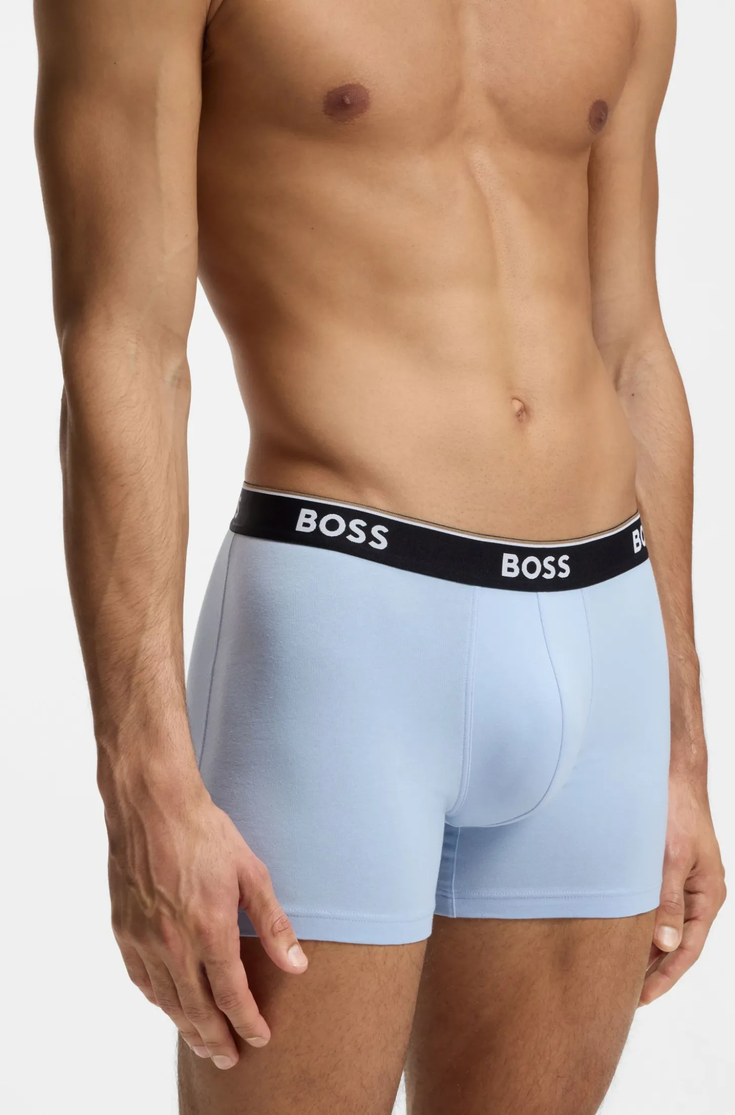 Dreierpack eng anliegende Boxershorts aus Stretch-Baumwolle mit Logo-Bund