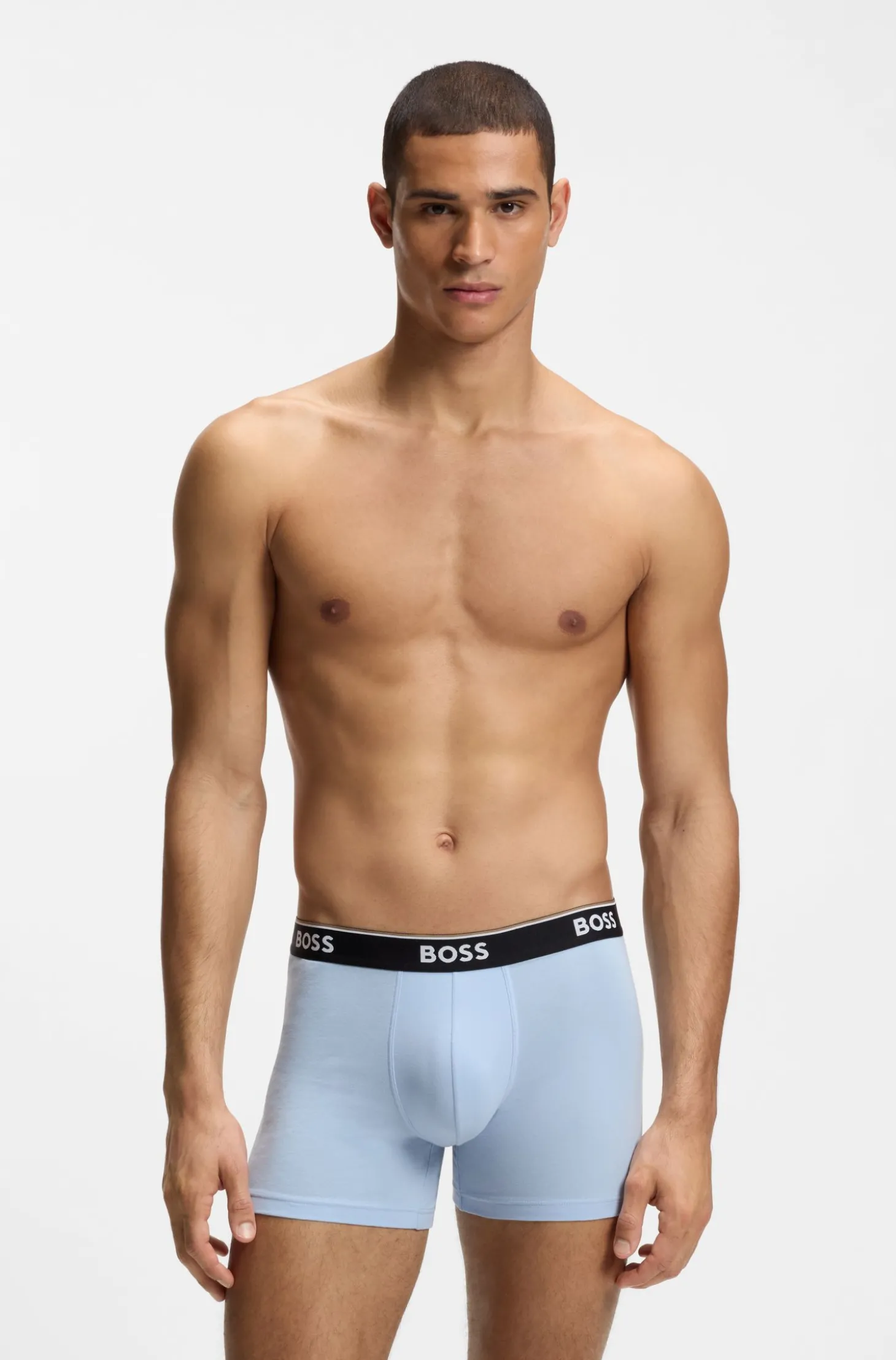 Dreierpack eng anliegende Boxershorts aus Stretch-Baumwolle mit Logo-Bund