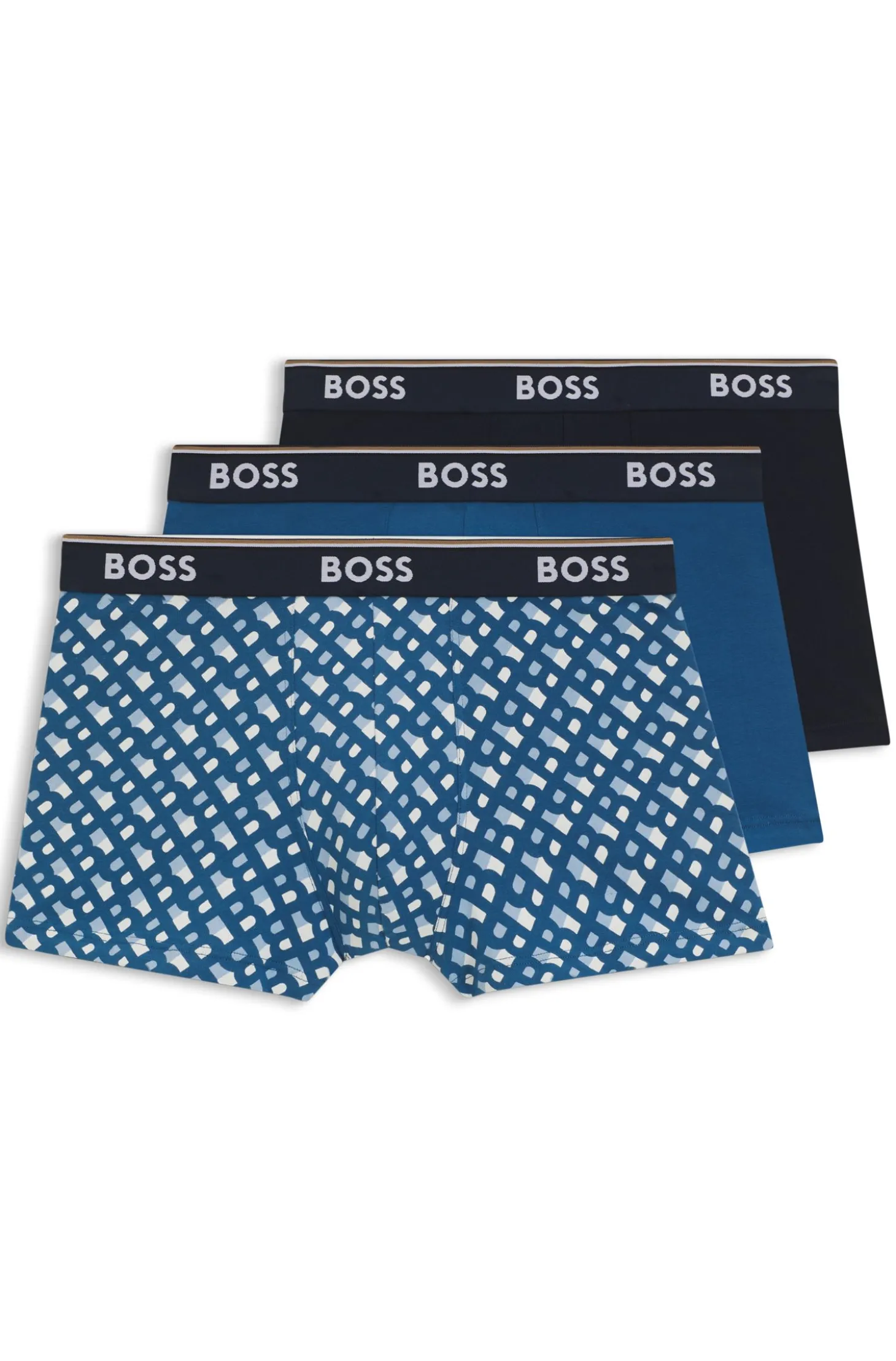 Dreierpack eng anliegende Boxershorts aus Stretch-Baumwolle mit kurzem Bein und Logo-Details