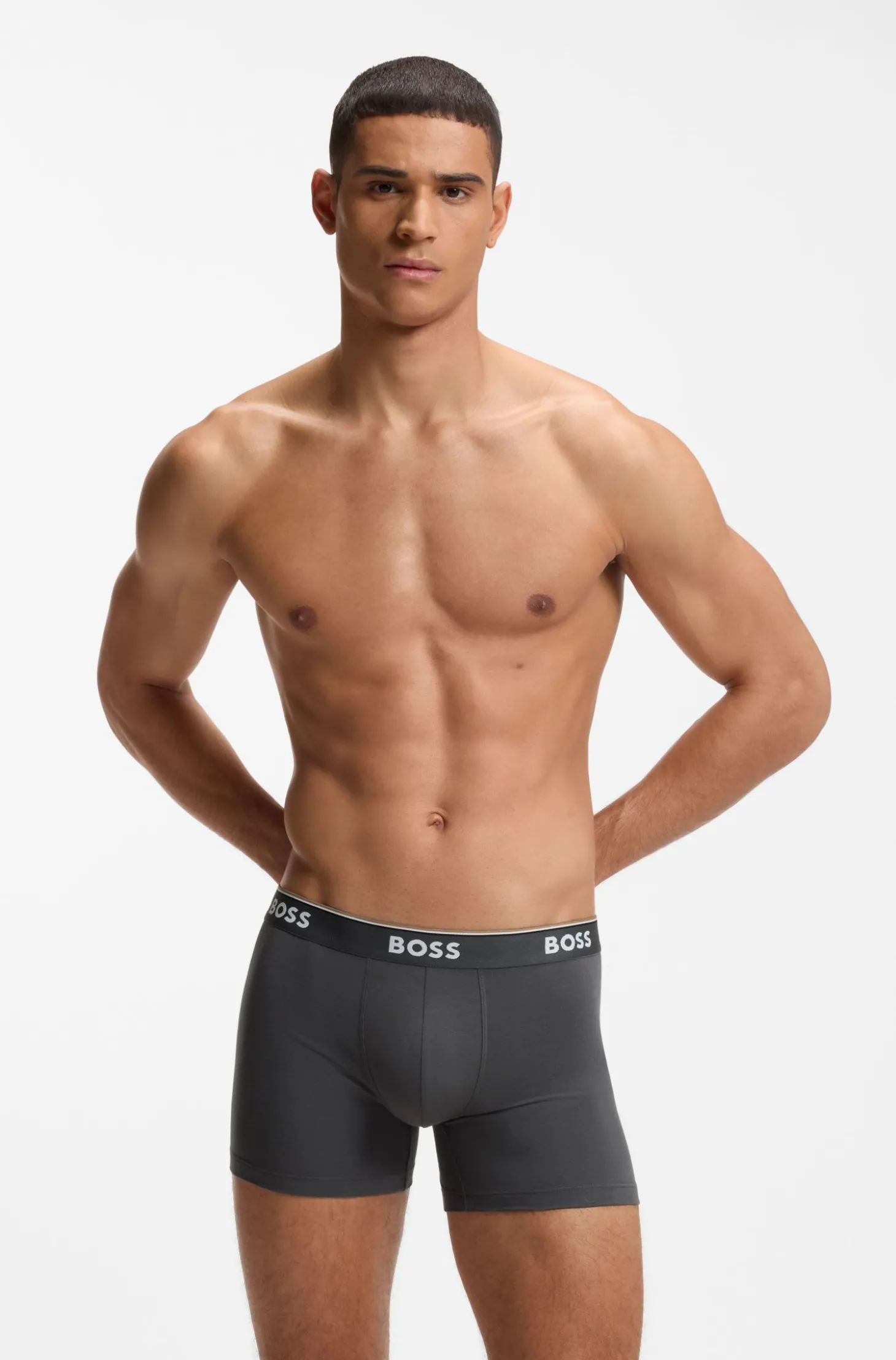 Dreierpack eng anliegende Boxershorts aus Stretch-Baumwolle