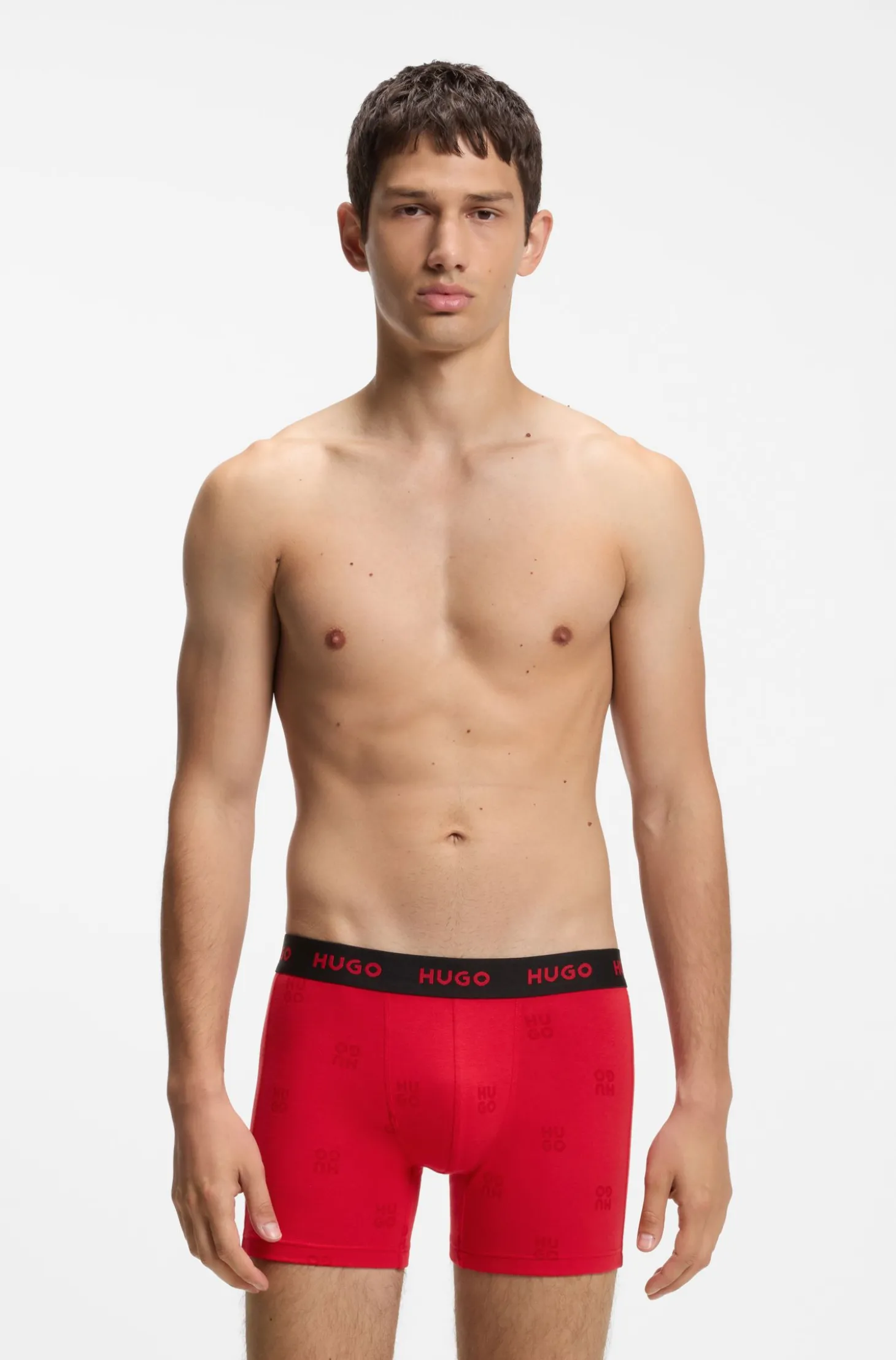 Dreierpack eng anliegende Boxershorts aus Stretch-Baumwolle