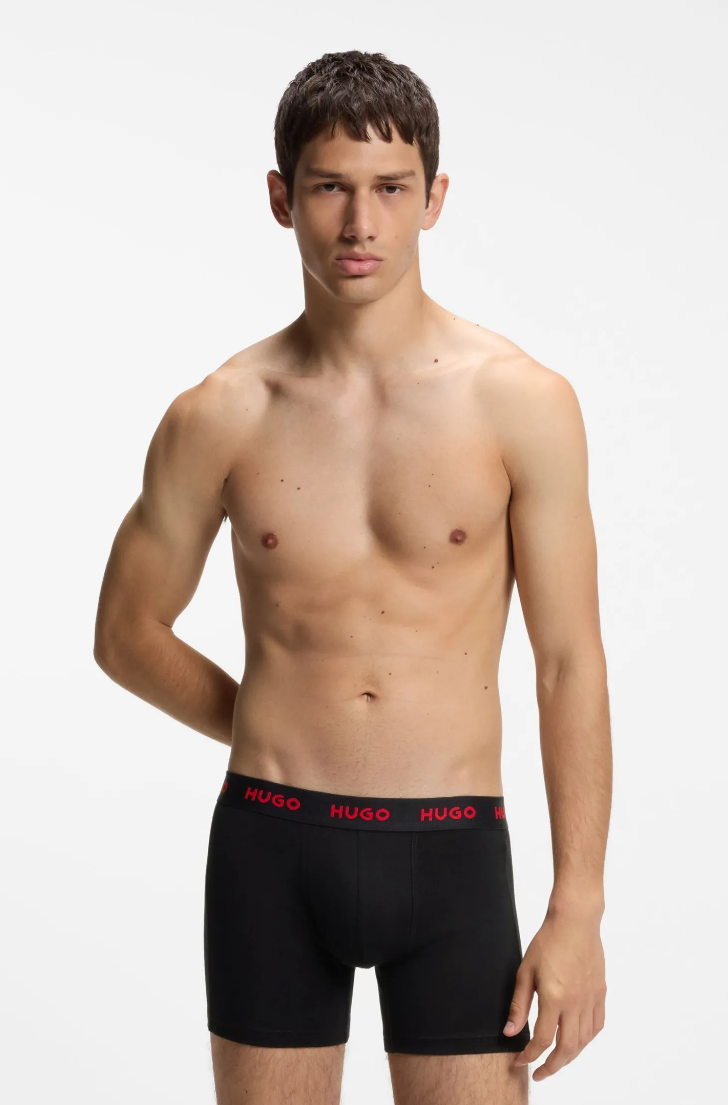 Dreierpack eng anliegende Boxershorts aus Stretch-Baumwolle
