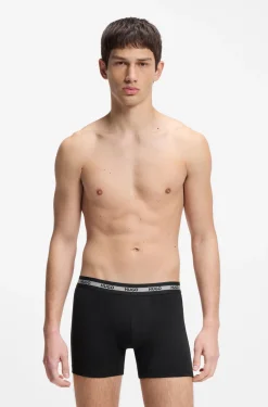 Dreierpack eng anliegende Boxershorts mit Logos am Bund