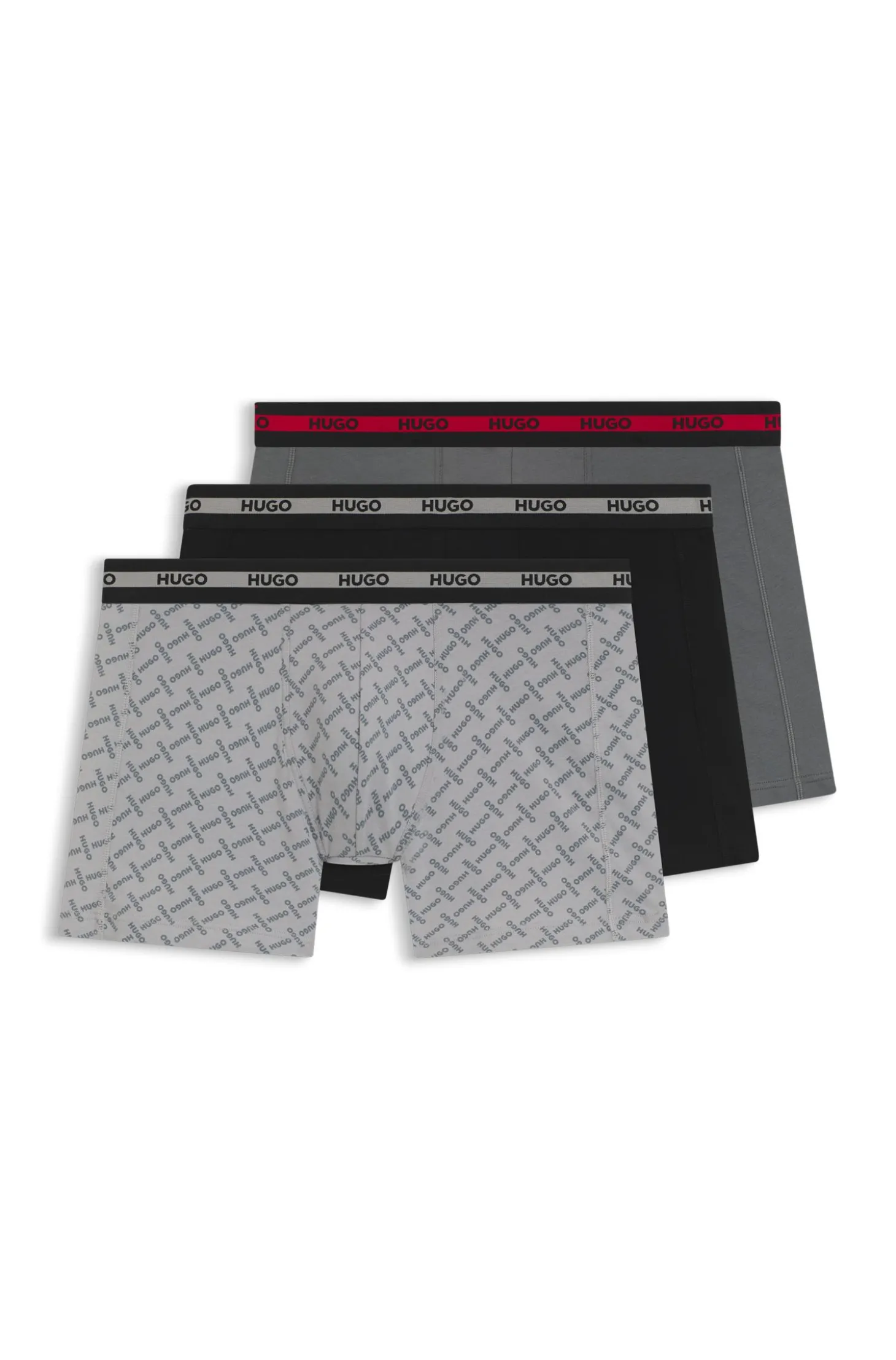 Dreierpack eng anliegende Boxershorts mit Logos am Bund