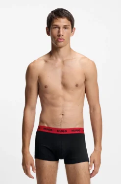 Dreierpack eng anliegende Boxershorts mit kurzem Bein aus Stretch-Baumwolle mit Logo-Bund