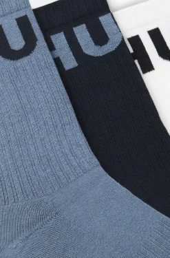 Dreierpack kurze gerippte Socken mit Logos