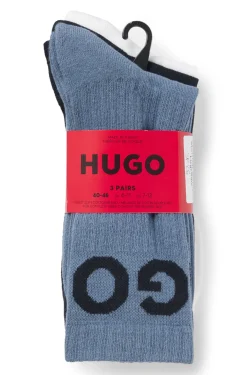 Dreierpack kurze gerippte Socken mit Logos