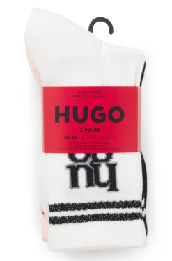 Dreierpack kurze gerippte Socken mit Stack-Logos