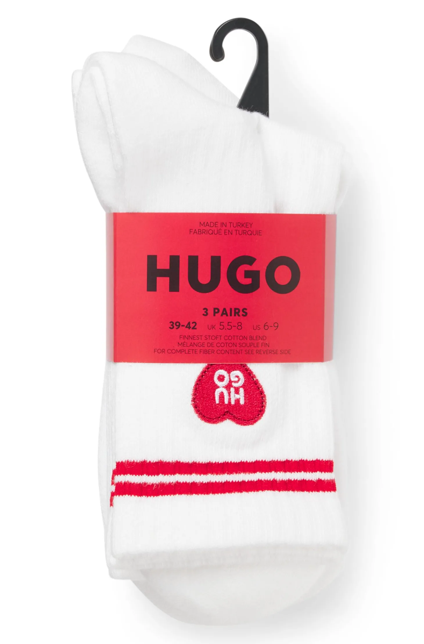 Dreierpack kurze gerippte Socken mit Logos