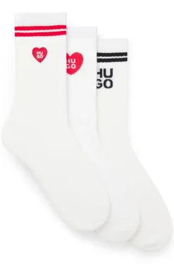 Dreierpack kurze gerippte Socken mit Logos