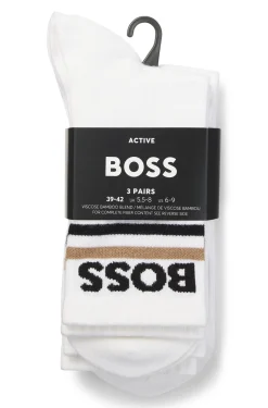 Dreierpack kurze Socken aus Bambus-Mix mit Logos