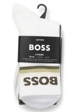 Dreierpack kurze Socken aus Bambus-Mix mit Logos