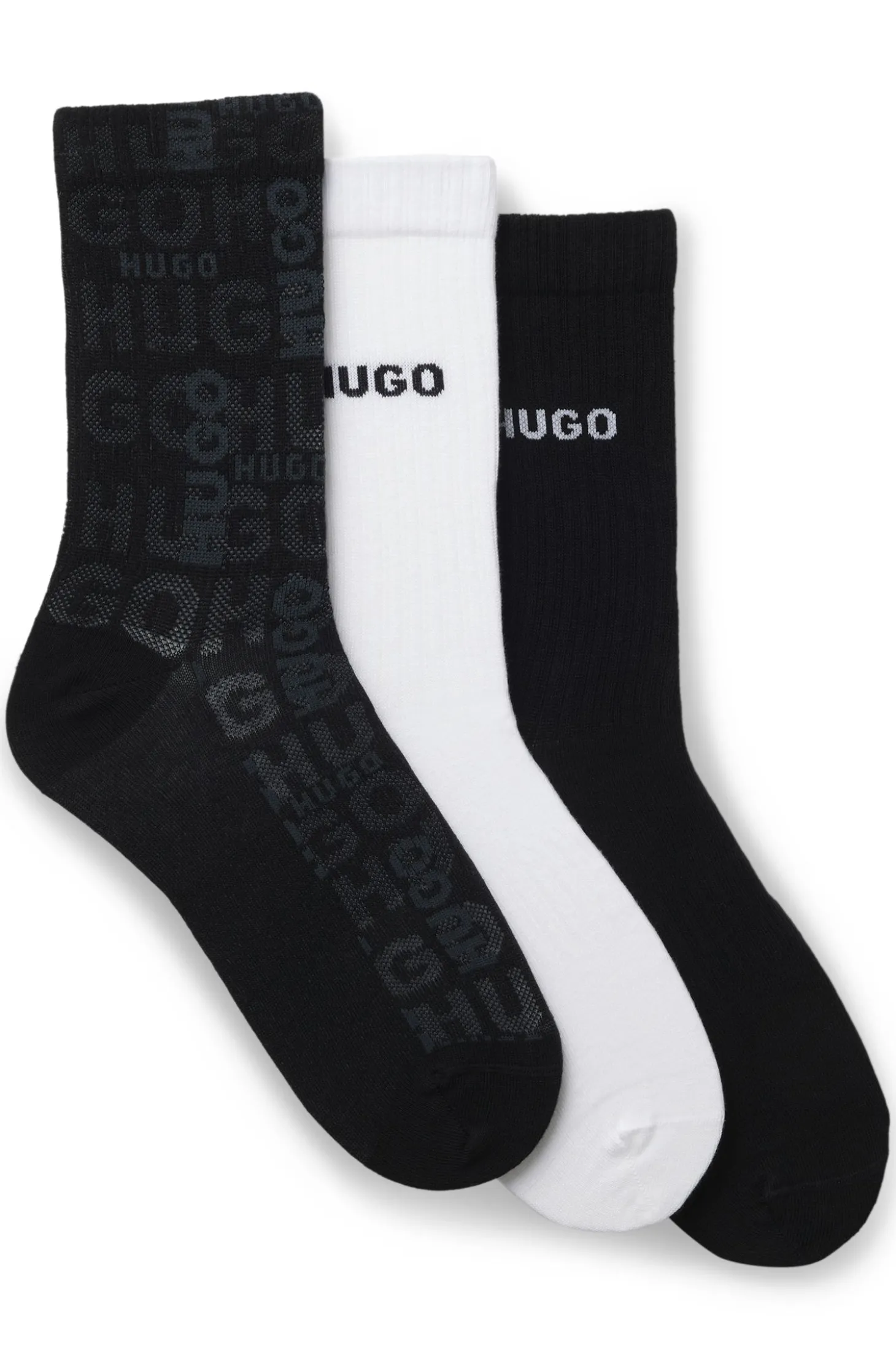 Dreierpack kurze Socken aus Baumwoll-Mix mit Logos