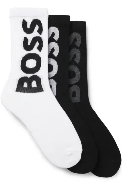 Dreierpack kurze Socken mit großen Logos