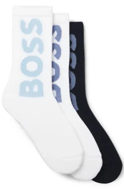Dreierpack kurze Socken mit großen Logos