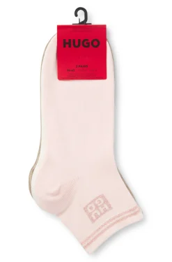Dreierpack kurze Socken mit Logos aus metallenem Garn
