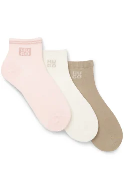 Dreierpack kurze Socken mit Logos aus metallenem Garn