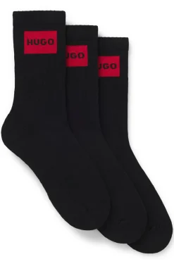 Dreierpack kurze Socken mit rotem Logo-Label