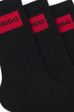 Dreierpack kurze Socken mit rotem Logo-Label