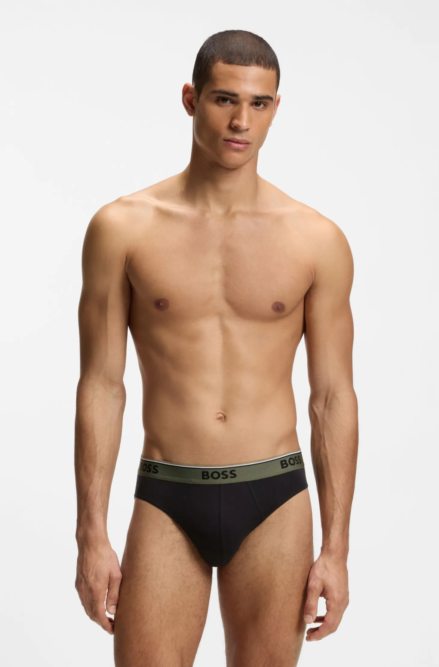 Dreierpack Slips aus Stretch-Baumwolle mit Logo am Bund