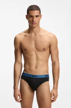 Dreierpack Slips aus Stretch-Baumwolle mit Logo am Bund